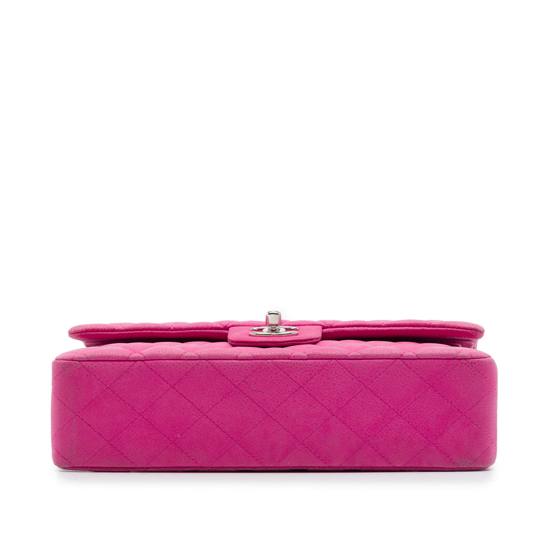 Classic Double rabat Moyen Cuir caviar Rose