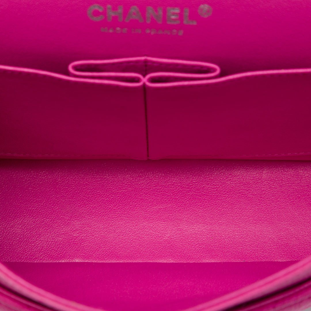 Classic Double rabat Moyen Cuir caviar Rose