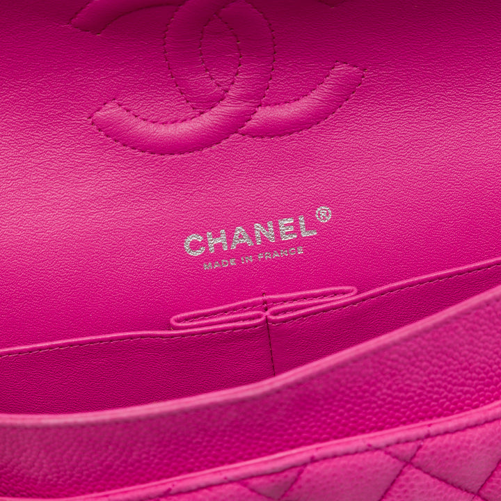 Classic Double rabat Moyen Cuir caviar Rose