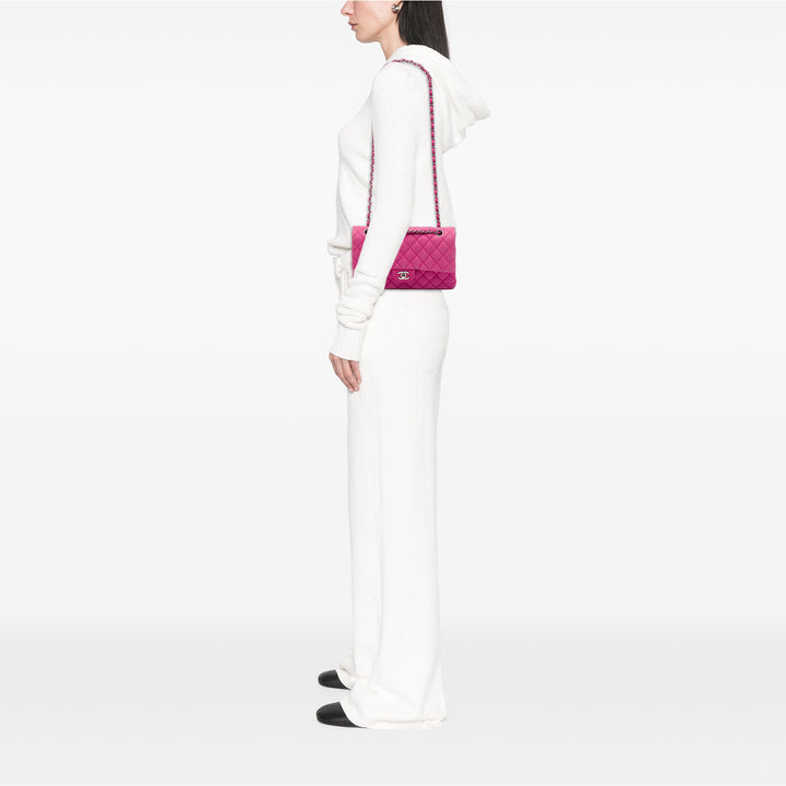 Classic Double rabat Moyen Cuir caviar Rose