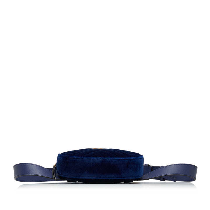 GG Marmont Matelasse Velvet Belt Bag Blue - Gaby Paris