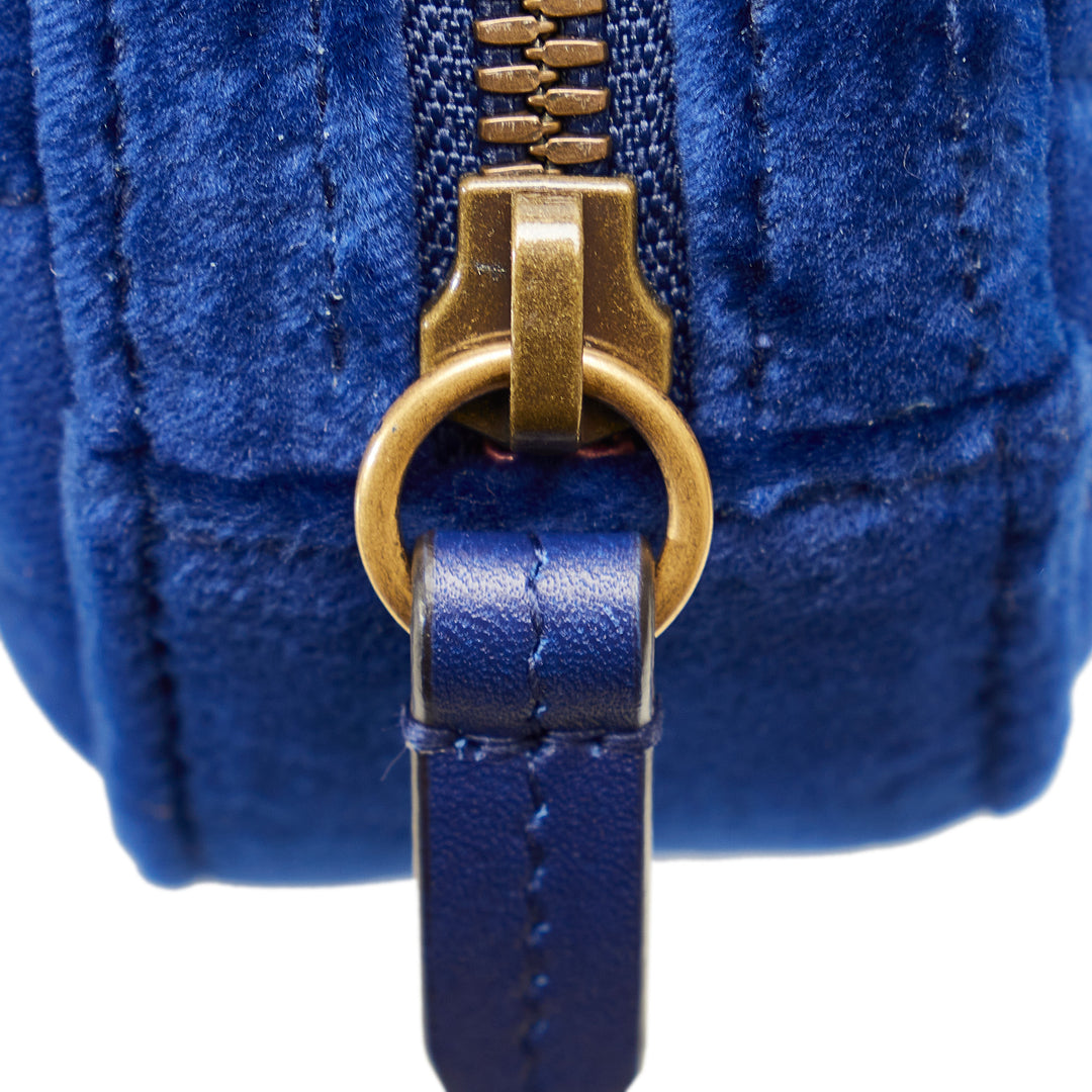 GG Marmont Matelasse Velvet Belt Bag Blue - Gaby Paris