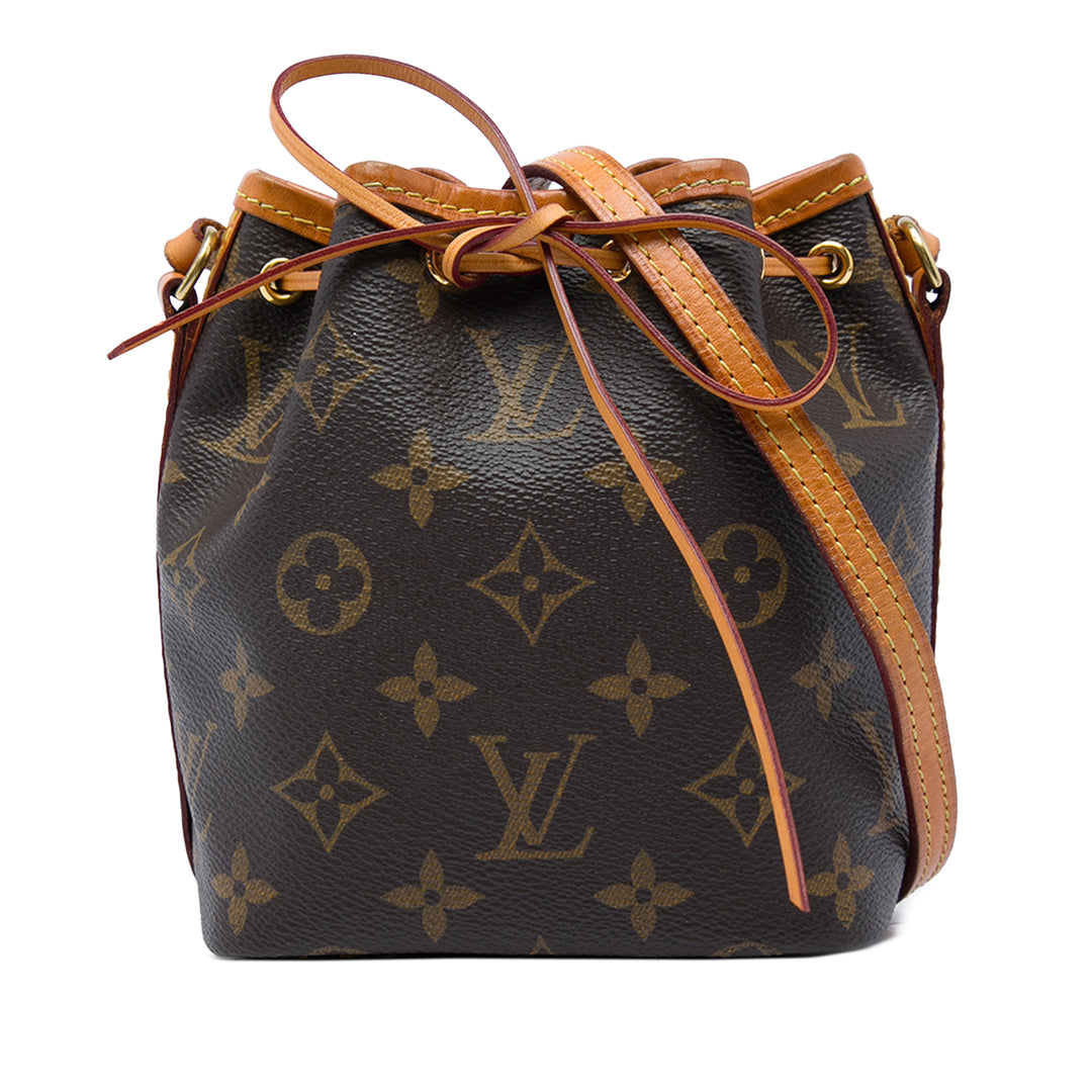 Louis Vuitton Sac seau Noe Monogram Nano Marron – vue principale – GABY PARIS