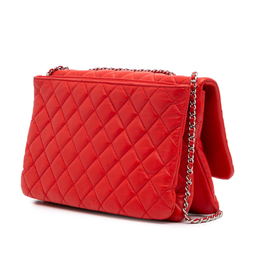 Jumbo Quilted Calfskin Tender Touch Flap Red - Gaby Paris