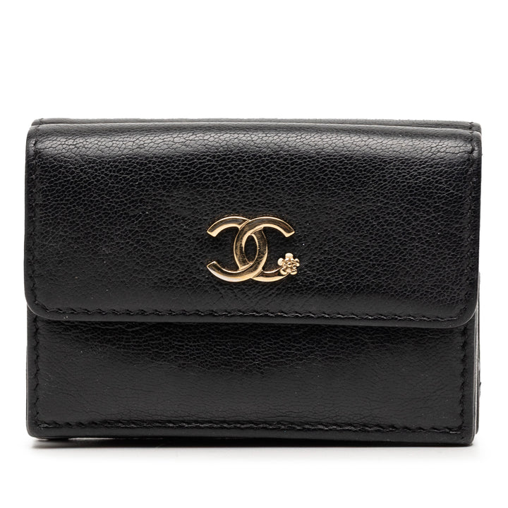 Chanel Cuir de veau CC Lucky Flower Trifold Portefeuille