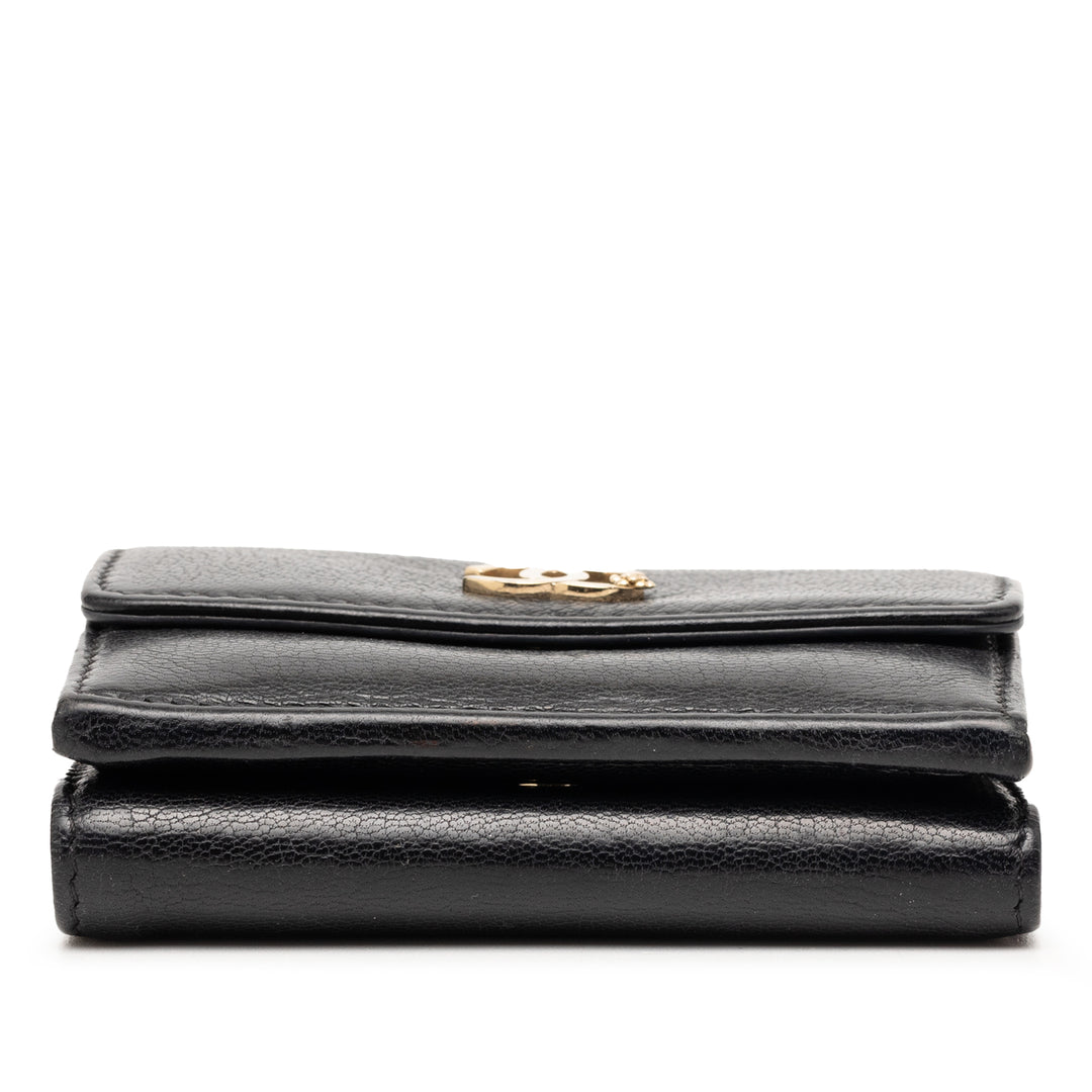 Chanel Cuir de veau CC Lucky Flower Trifold Portefeuille
