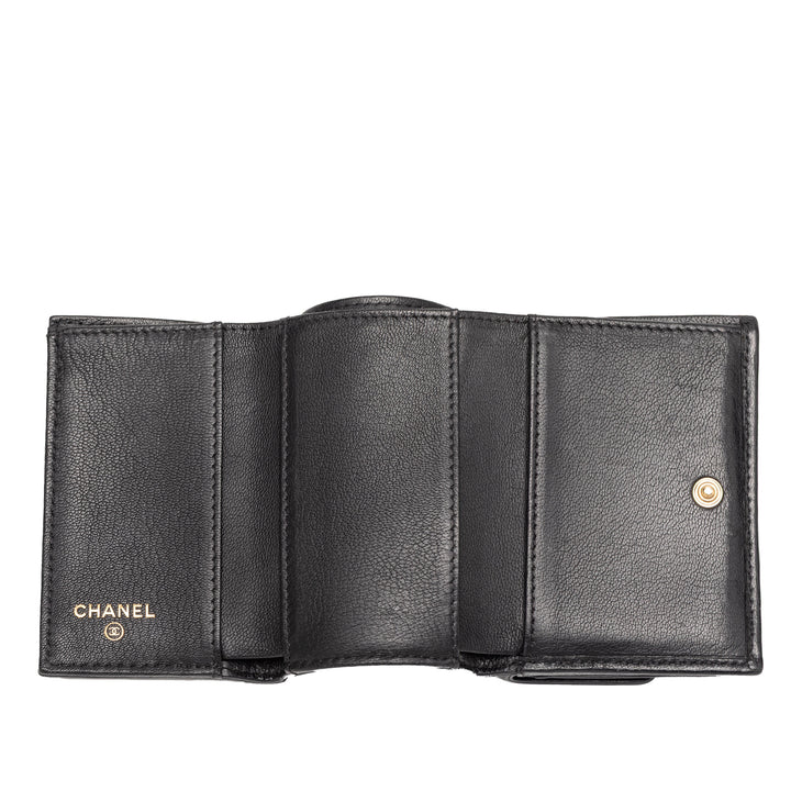 Chanel Cuir de veau CC Lucky Flower Trifold Portefeuille