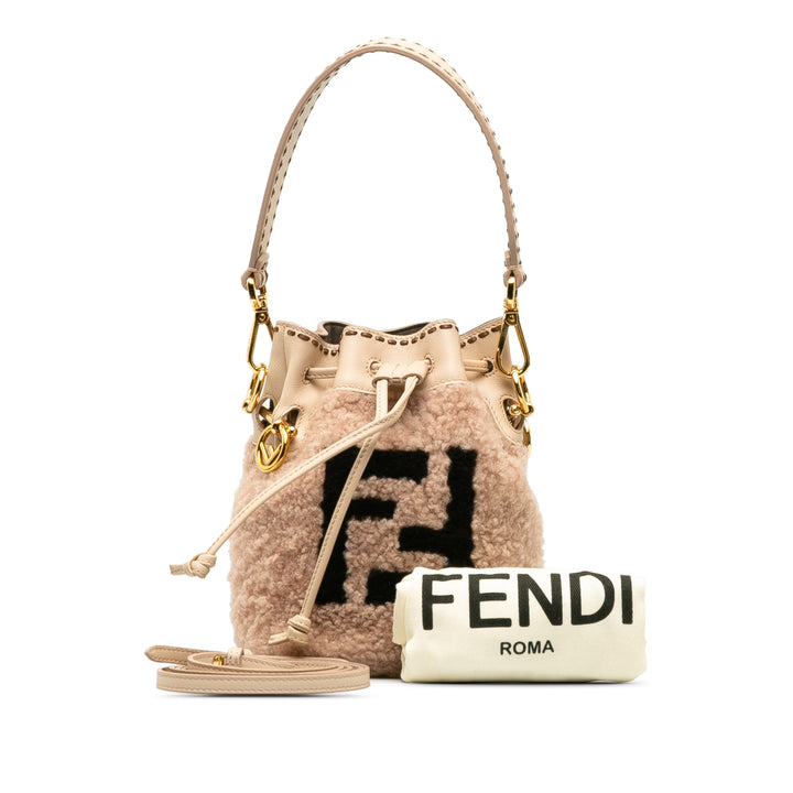 Fendi Shearling Mini Mon Tresor Bucket Bag Pink - GABY PARIS