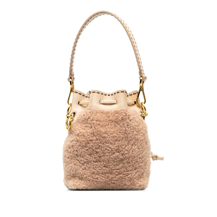 Shearling Mini Mon Tresor Bucket Bag Pink - Gaby Paris