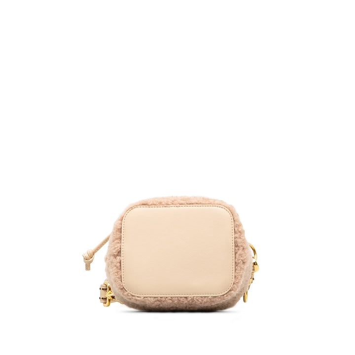 Shearling Mini Mon Tresor Bucket Bag Pink - Gaby Paris