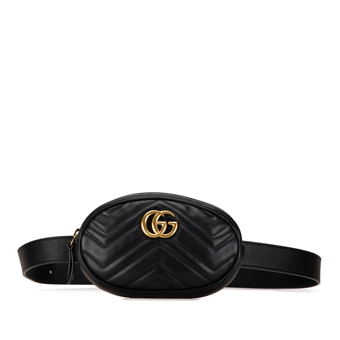 GG Marmont Matelasse Belt Bag Black - Gaby Paris