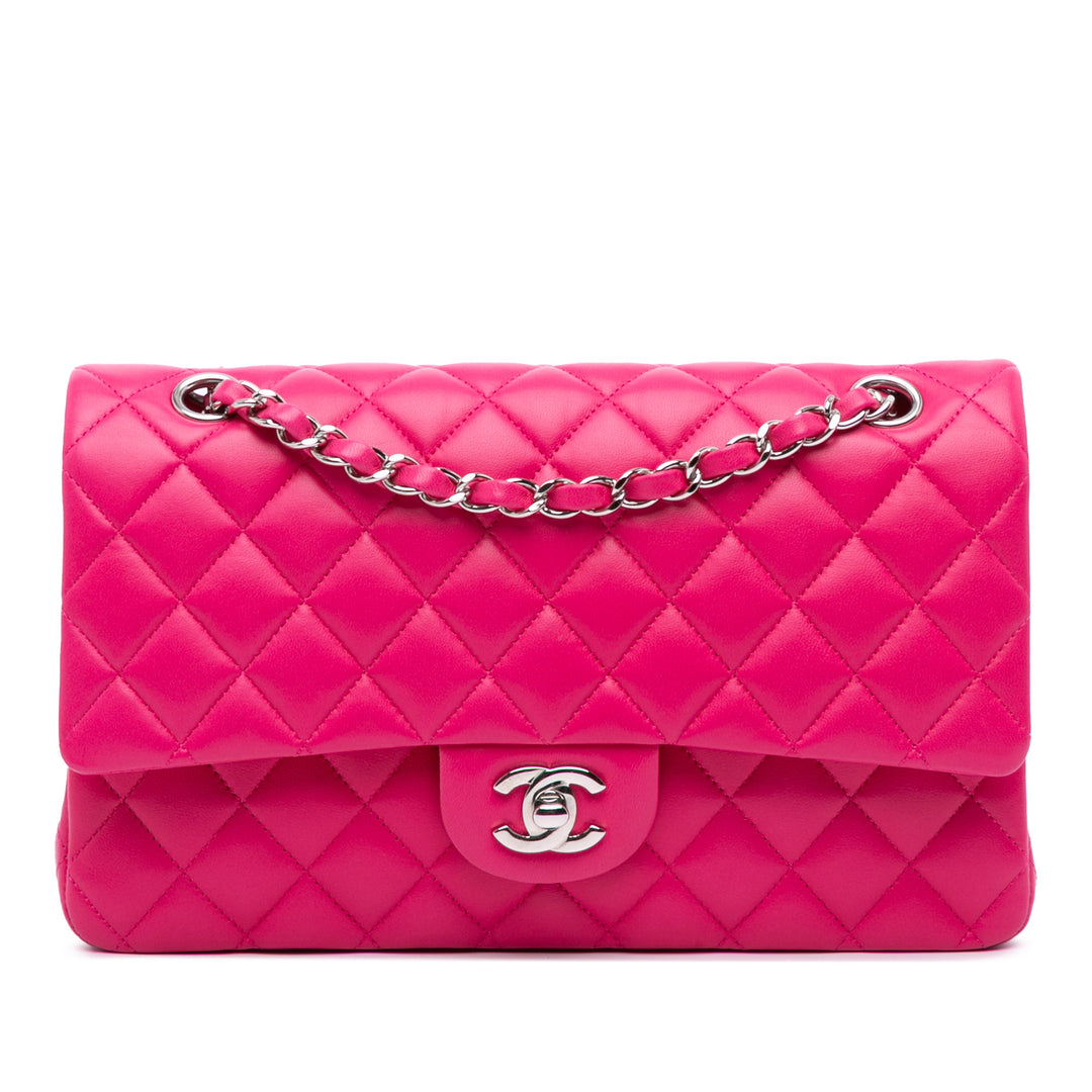 Chanel Medium Classic Cuir d’agneau Double rabat Rose – GABY PARIS Authentique