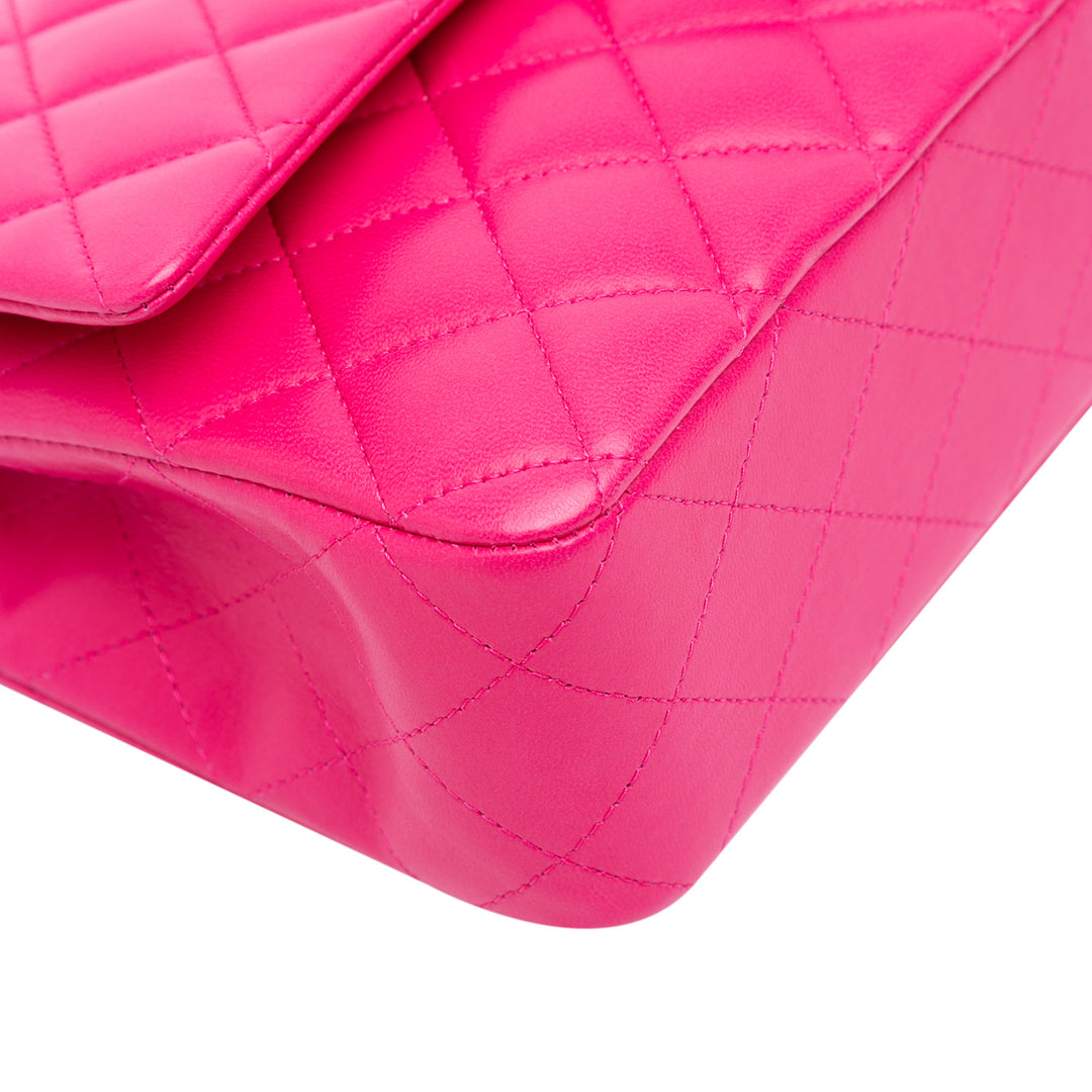 Chanel Medium Classic Cuir d’agneau Double rabat Rose – GABY PARIS Authentique