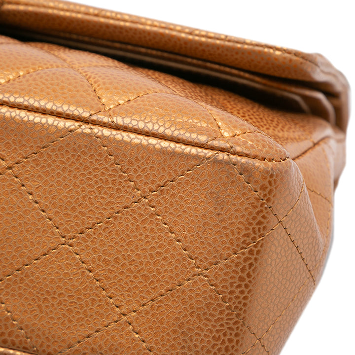 Chanel Medium Classic Métallisé Caviar Double rabat Marron