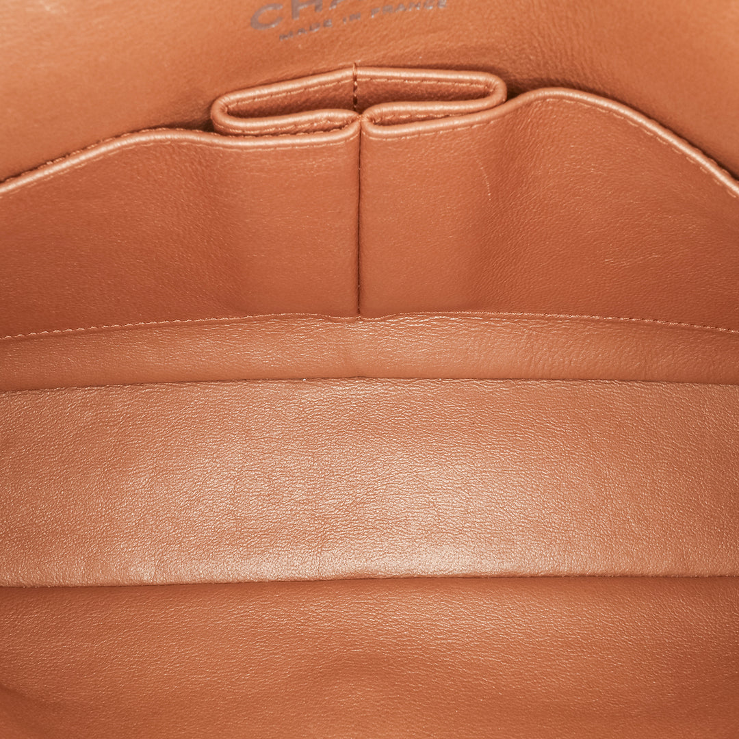 Chanel Medium Classic Métallisé Caviar Double rabat Marron