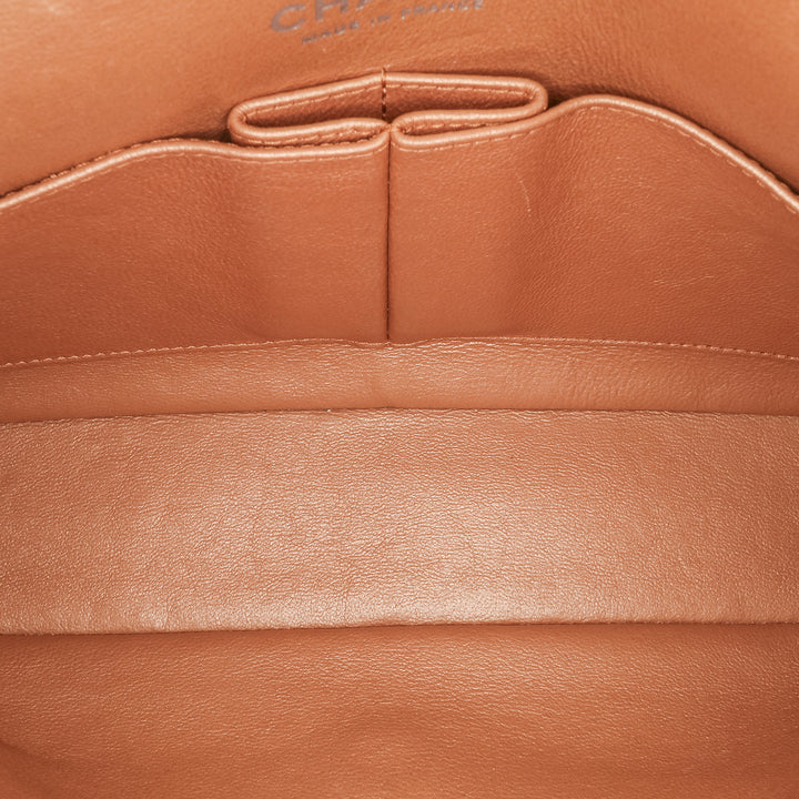 Chanel Medium Classic Métallisé Caviar Double rabat Marron