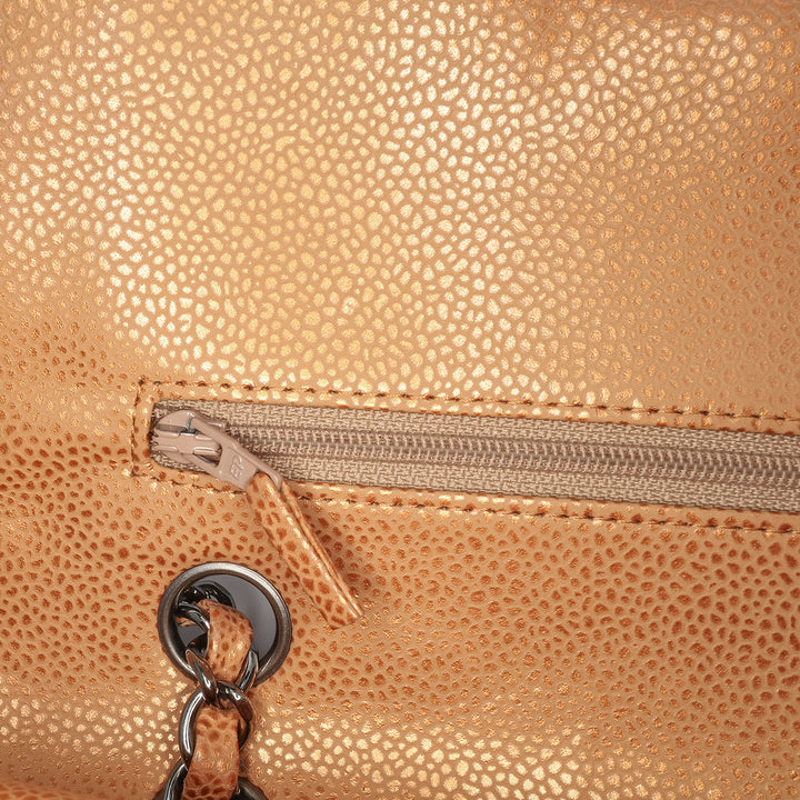 Chanel Medium Classic Métallisé Caviar Double rabat Marron