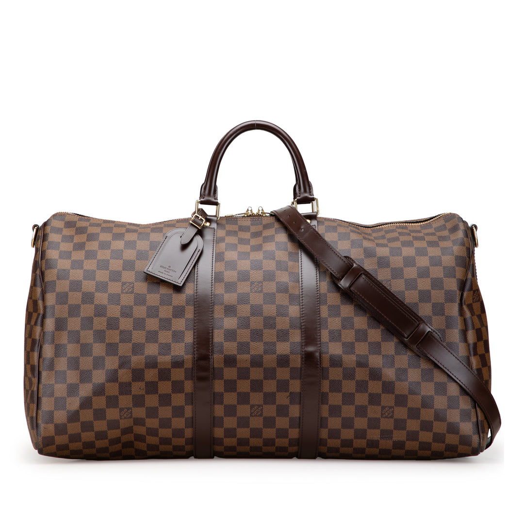 Louis Vuitton Damier Ebene Keepall Bandouliere 55 Marron – GABY PARIS Authentique