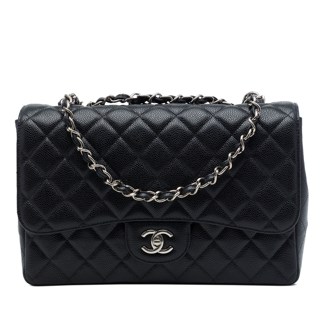 Chanel Classic Rabat simple Jumbo Cuir caviar Noir – vue principale – GABY PARIS