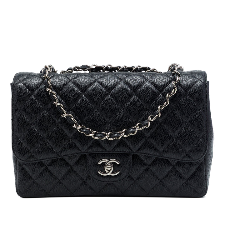 Chanel Classic Rabat simple Jumbo Cuir caviar Noir – vue principale – GABY PARIS