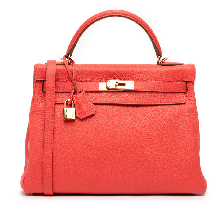 Hermès Togo Kelly II Retourne 32 Rouge