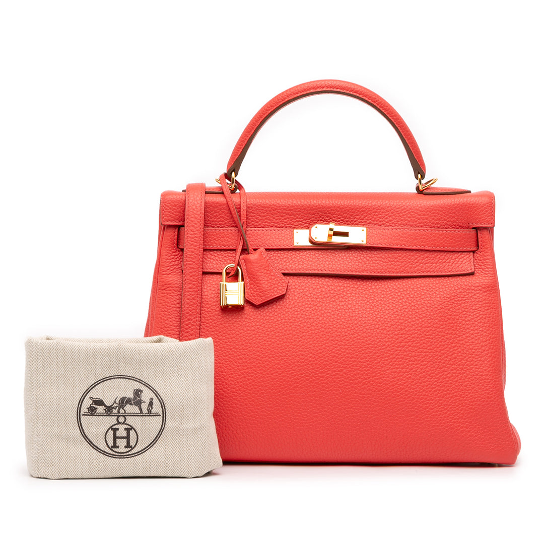 Hermès Togo Kelly II Retourne 32 Rouge