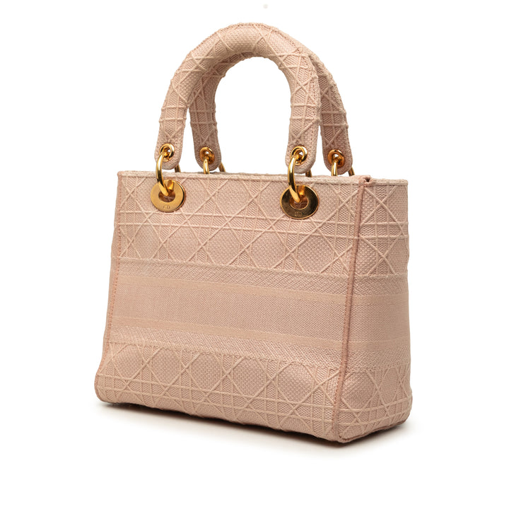 Dior Medium brodé Toile Cannage Lady D Lite