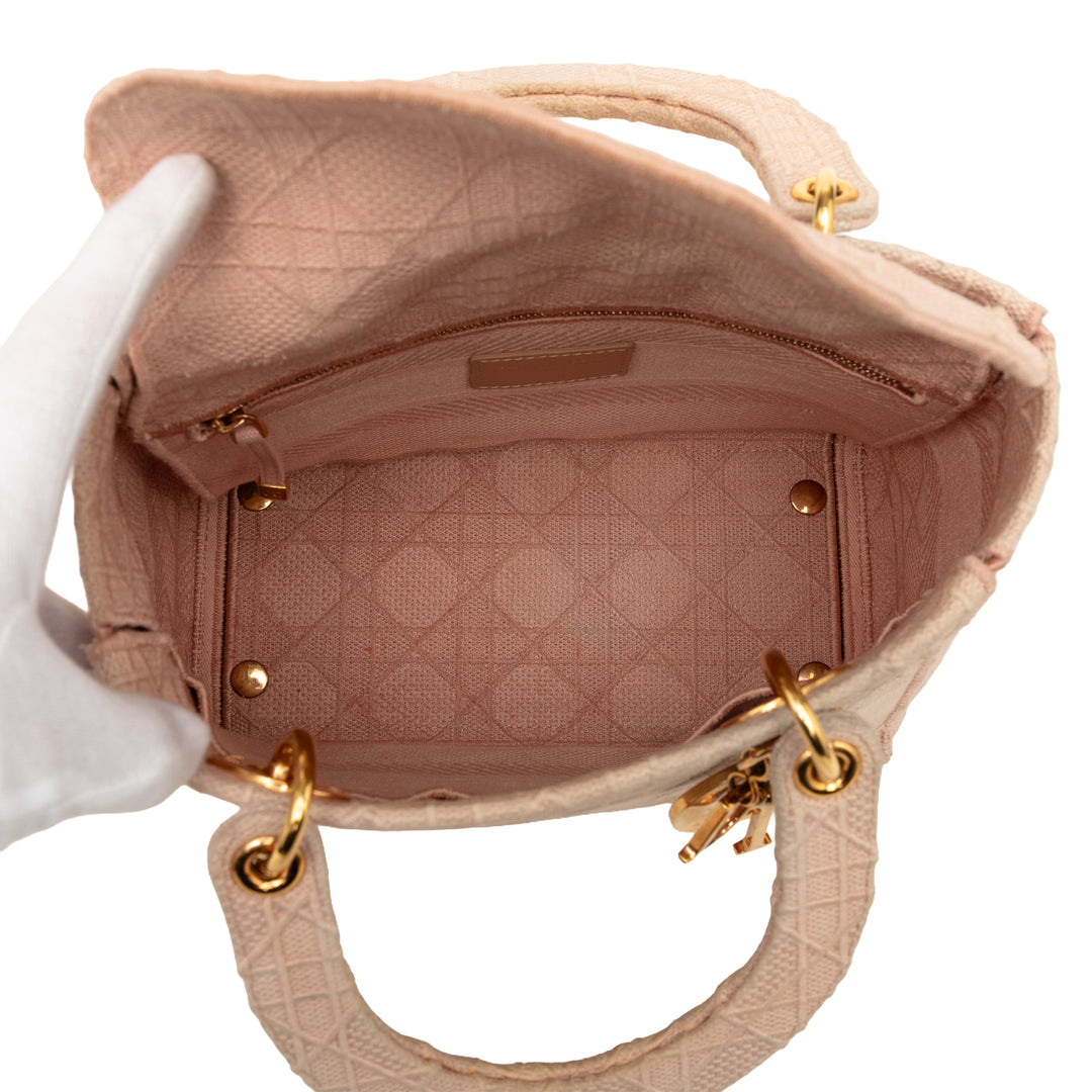 Dior Medium brodé Toile Cannage Lady D Lite