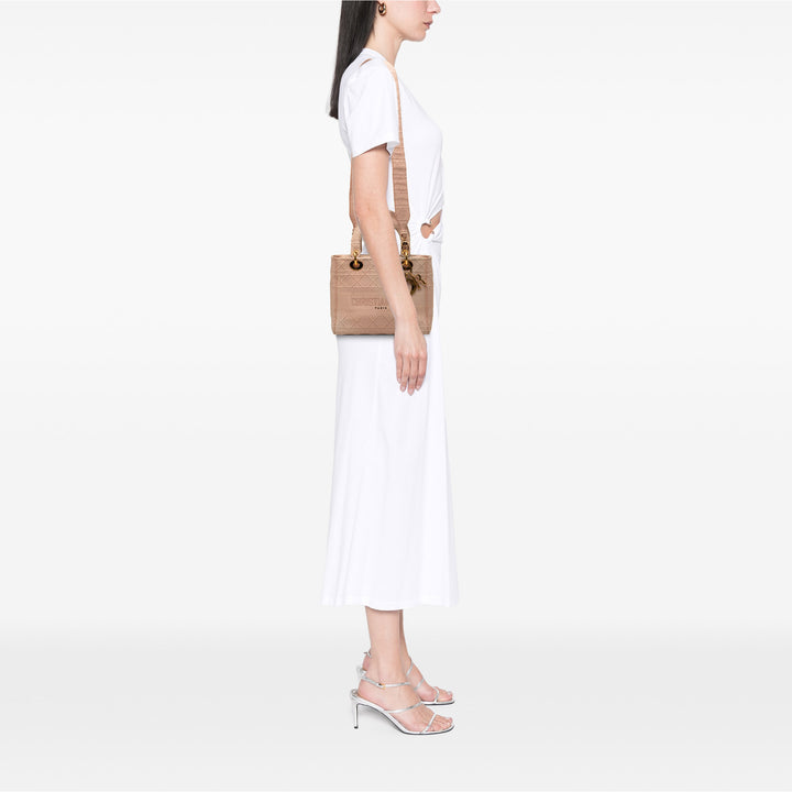 Dior Medium brodé Toile Cannage Lady D Lite