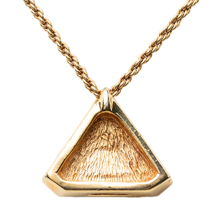 plaqué Émail Strass Triangle Logo Collier Noir