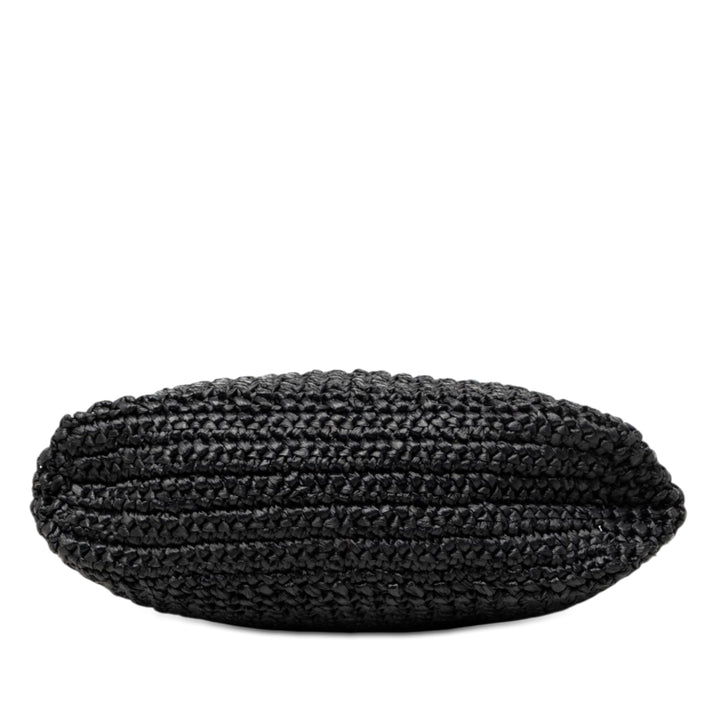 Prada Small Raffia Effect Crochet brodé Logo Cabas