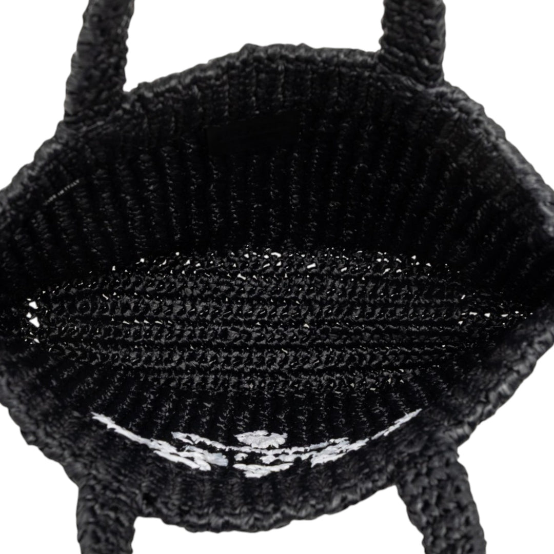 Prada Small Raffia Effect Crochet brodé Logo Cabas