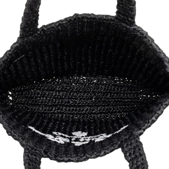 Prada Small Raffia Effect Crochet brodé Logo Cabas