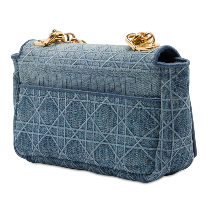 Dior brodé Cannage Caro Sac Petit Jean Bleu – vue 2 – GABY PARIS