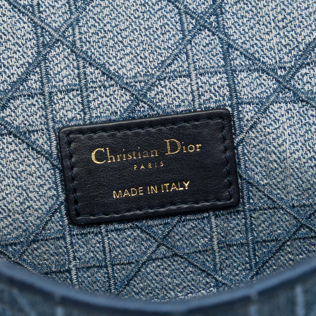 Dior brodé Cannage Caro Sac Petit Jean Bleu – vue 5 – GABY PARIS