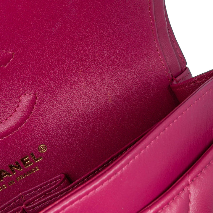 Small Classic Chevron Lambskin Double Flap Pink - Gaby Paris