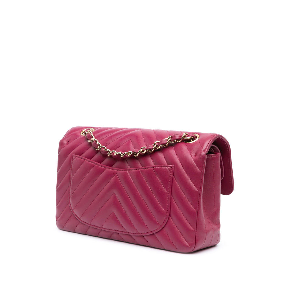 Small Classic Chevron Lambskin Double Flap Pink - Gaby Paris