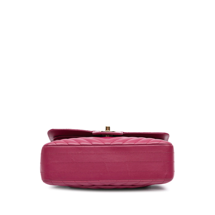 Small Classic Chevron Lambskin Double Flap Pink - Gaby Paris