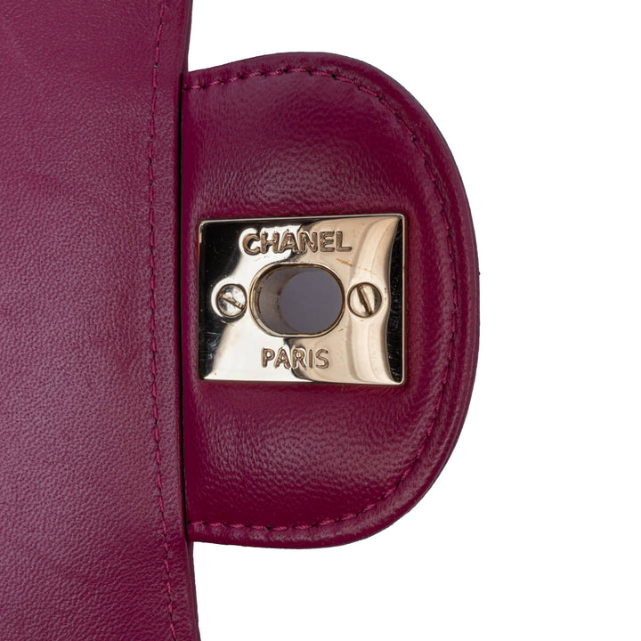 Small Classic Chevron Lambskin Double Flap Pink - Gaby Paris
