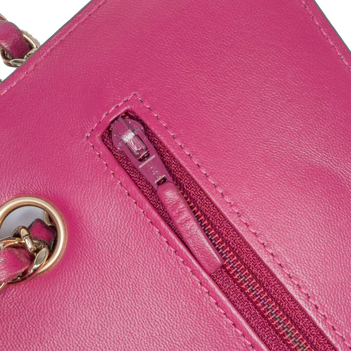 Small Classic Chevron Lambskin Double Flap Pink - Gaby Paris