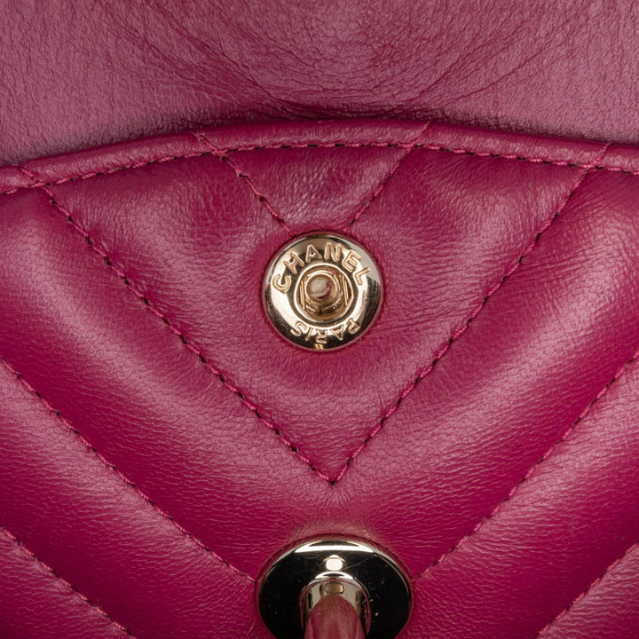Small Classic Chevron Lambskin Double Flap Pink - Gaby Paris