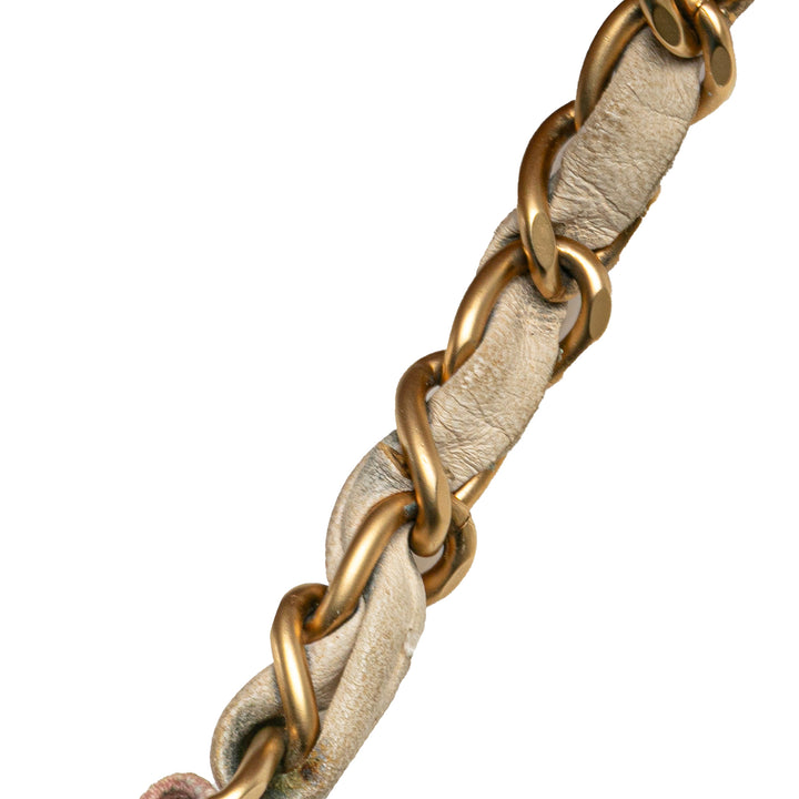 Chanel Sac bandoulière rose en toile imprimée CC et trèfle