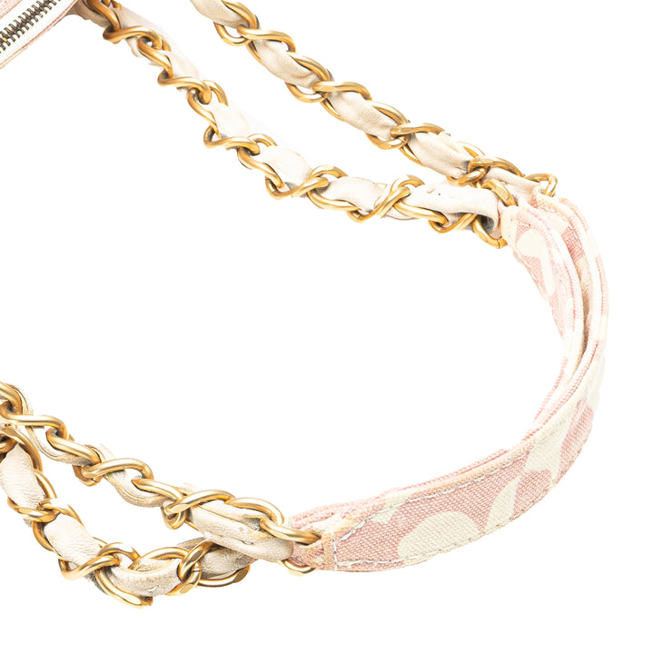 Chanel Sac bandoulière rose en toile imprimée CC et trèfle