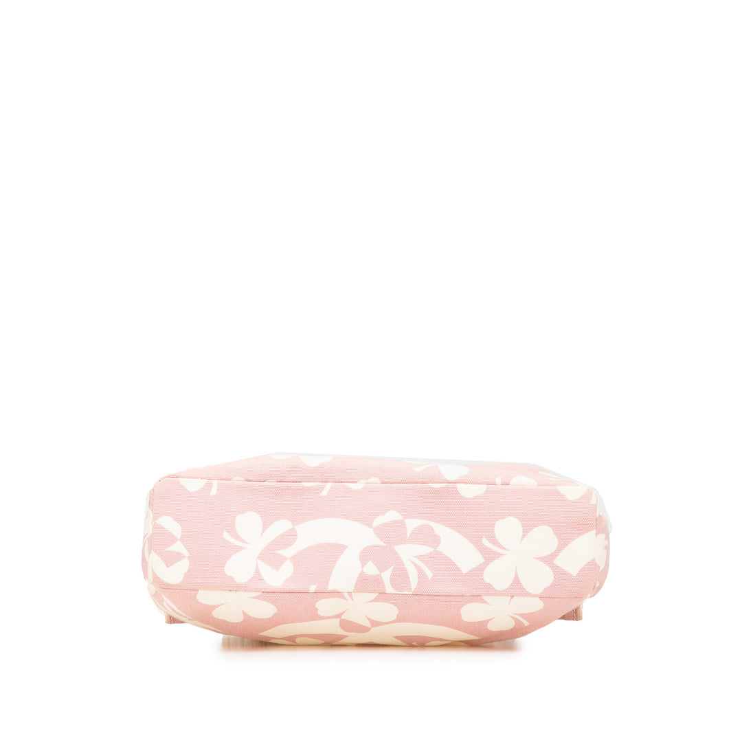 Chanel Sac bandoulière rose en toile imprimée CC et trèfle
