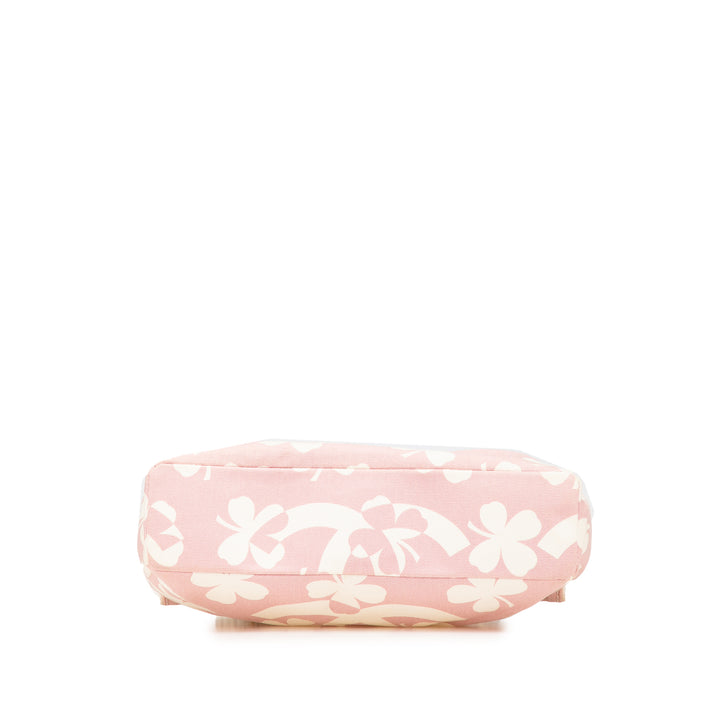 Chanel Sac bandoulière rose en toile imprimée CC et trèfle