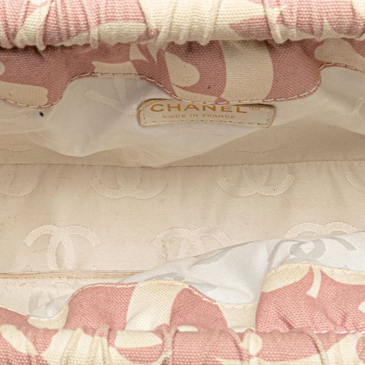 Chanel Sac bandoulière rose en toile imprimée CC et trèfle