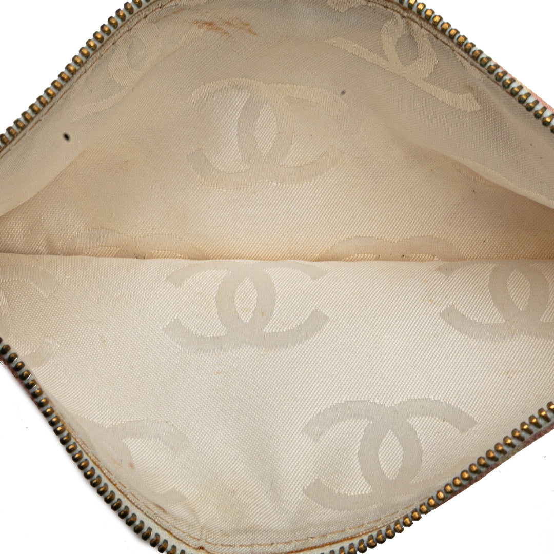 Chanel Sac bandoulière rose en toile imprimée CC et trèfle