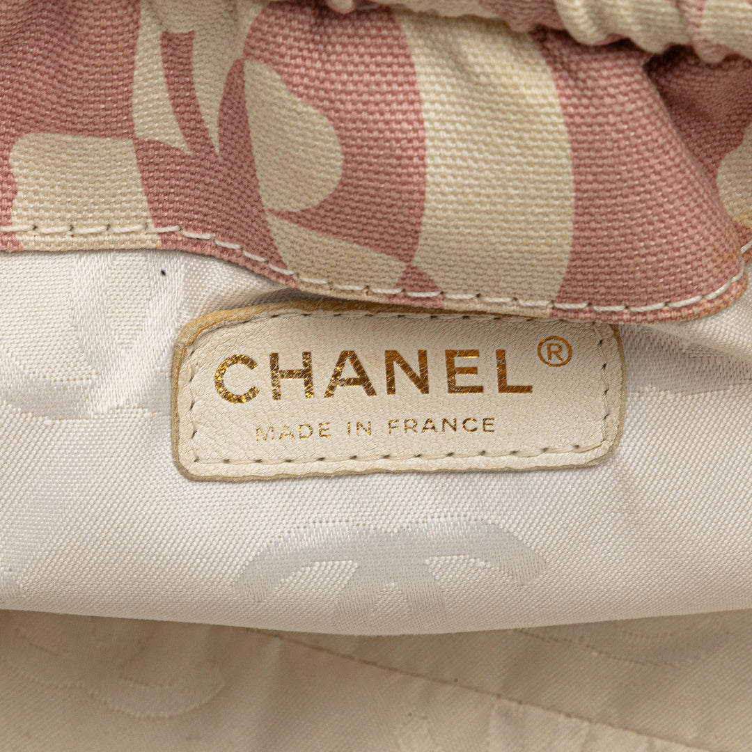 Chanel Sac bandoulière rose en toile imprimée CC et trèfle