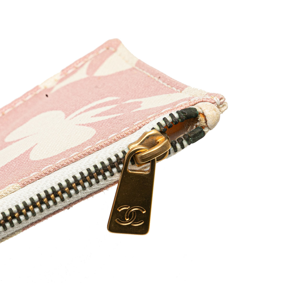 Chanel Sac bandoulière rose en toile imprimée CC et trèfle