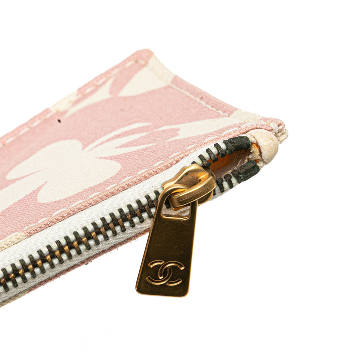 Chanel Sac bandoulière rose en toile imprimée CC et trèfle